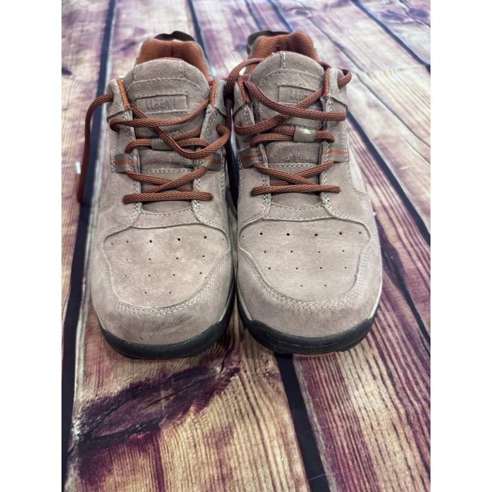 L.L.Bean Men's Beige/Brown Suede Lace-Up Sneakers Round Toe Casual US 8 M